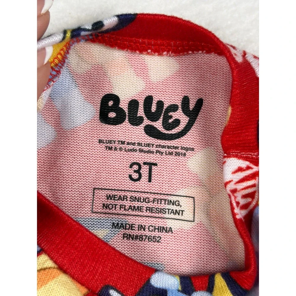 Bluey Bingo Toddler Pajama Set Red Long Sleeve 2 Piece Snug Fit 3T New